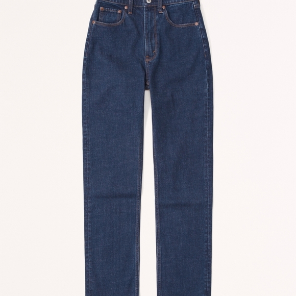 NWT Abercrombie & Fitch Ultra High Rise Ankle Straight Dark Blue 32 Short or 14 - Picture 2 of 10
